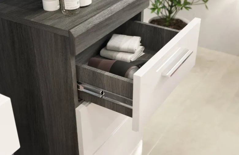Badezimmer-Set Scout Rauchsilber Nachbildung weiß Hochglanz B/H/T: ca. 112x191x34 cm