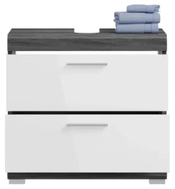 Badezimmer-Set Scout Rauchsilber Nachbildung weiß Hochglanz B/H/T: ca. 112x191x34 cm