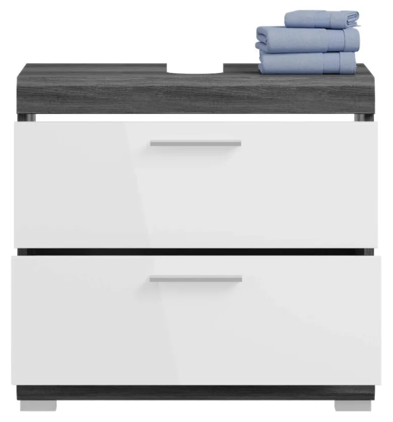 Badezimmer-Set Scout Rauchsilber Nachbildung weiß Hochglanz B/H/T: ca. 112x191x34 cm