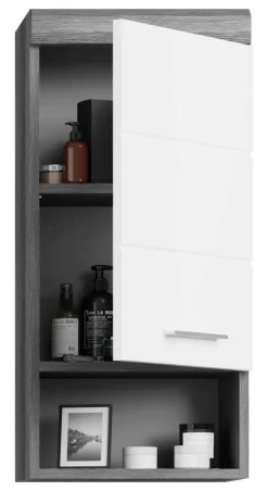 Badezimmer-Set Scout Rauchsilber Nachbildung weiß Hochglanz B/H/T: ca. 112x191x34 cm
