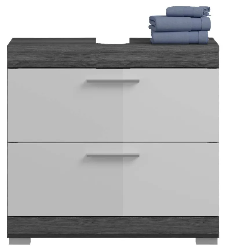Badezimmer-Set Scout Rauchsilber Nachbildung weiß Hochglanz B/H/T: ca. 112x191x34 cm