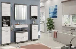 Badezimmer-Set Scout Rauchsilber Nachbildung weiß Hochglanz B/H/T: ca. 112x191x34 cm