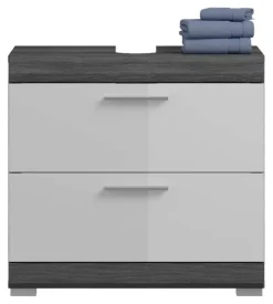 Badezimmer-Set Scout Rauchsilber Nachbildung weiß Hochglanz B/H/T: ca. 112x191x34 cm