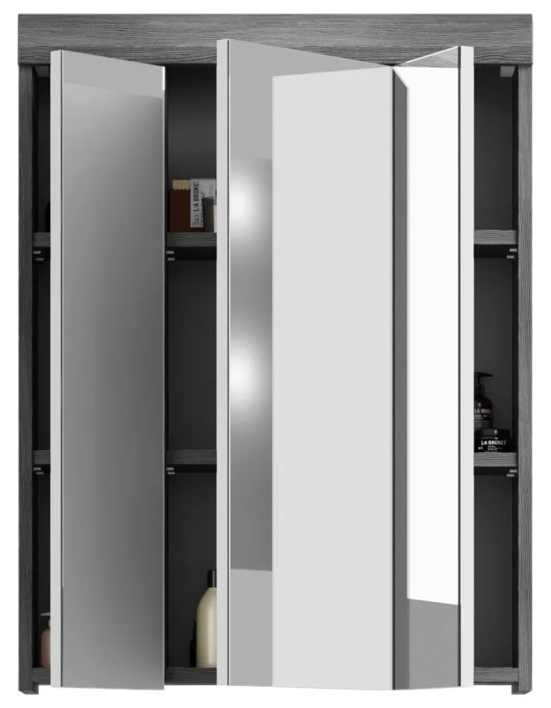 Badezimmer-Set Scout Rauchsilber Nachbildung weiß Hochglanz B/H/T: ca. 112x191x34 cm
