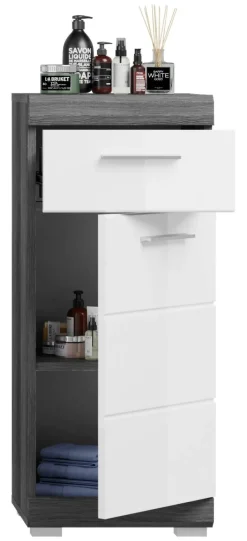 Badezimmer-Set Scout Rauchsilber Nachbildung weiß Hochglanz B/H/T: ca. 112x191x34 cm