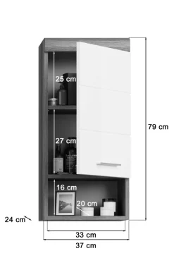 Badezimmer-Set Scout Rauchsilber Nachbildung weiß Hochglanz B/H/T: ca. 112x191x34 cm