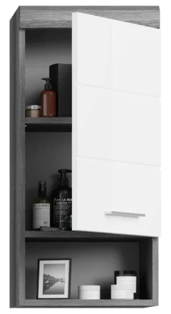 Badezimmer-Set Scout Rauchsilber Nachbildung weiß Hochglanz B/H/T: ca. 112x191x34 cm
