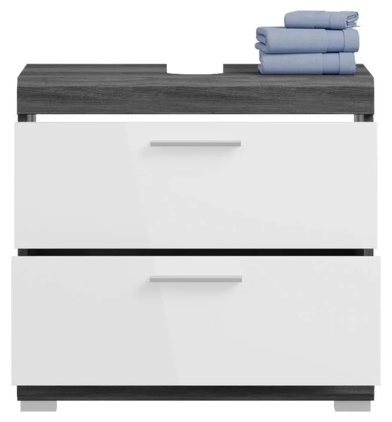 Badezimmer-Set Scout Rauchsilber Nachbildung weiß Hochglanz B/H/T: ca. 112x191x34 cm