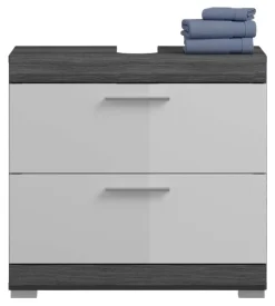 Badezimmer-Set Scout Rauchsilber Nachbildung weiß Hochglanz B/H/T: ca. 112x191x34 cm