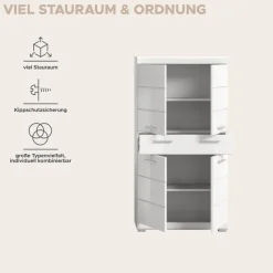 Badezimmer-Set Scout weiß weiß Hochglanz B/H/T: ca. 74x141x31 cm