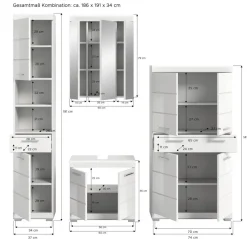 Badezimmer-Set Scout weiß weiß Hochglanz B/H/T: ca. 186x191x34 cm