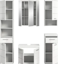 Badezimmer-Set Scout weiß weiß Hochglanz B/H/T: ca. 164x191x34 cm