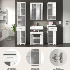 Badezimmer-Set Scout weiß weiß Hochglanz B/H/T: ca. 164x191x34 cm