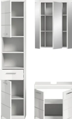 Badezimmer-Set Scout weiß weiß Hochglanz B/H/T: ca. 112x191x34 cm