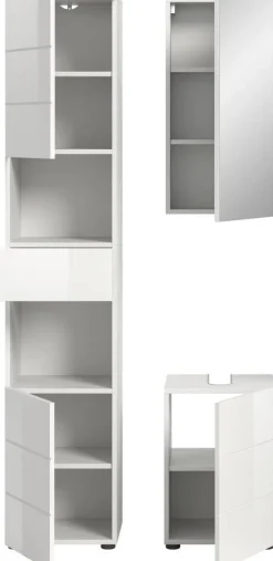 Badezimmer-Set VIRA weiß weiß Hochglanz B/H/T: ca. 91x190x34 cm