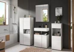 Badezimmer-Set VIRA weiß weiß Hochglanz B/H/T: ca. 135x190x34 cm