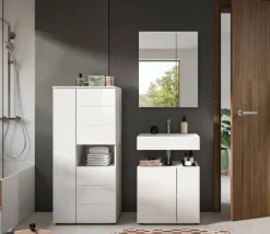Badezimmer-Set VIRA weiß weiß Hochglanz B/H/T: ca. 135x190x34 cm
