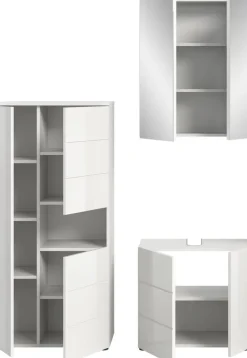 Badezimmer-Set VIRA weiß weiß Hochglanz B/H/T: ca. 135x190x34 cm