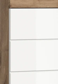 Badezimmer-Set Wave weiß Hochglanz Nox Oak Nachbildung B/H/T: ca. 204x191x34 cm