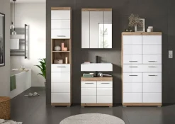 Badezimmer-Set Wave weiß Hochglanz Nox Oak Nachbildung B/H/T: ca. 204x191x34 cm