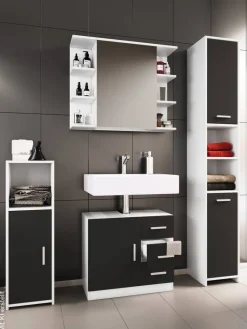 Badezimmer-Set Zalo schwarz B/H/T: ca. 63x56x30 cm