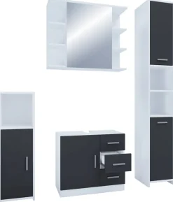 Badezimmer-Set Zalo schwarz B/H/T: ca. 63x56x30 cm