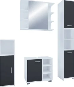 Badezimmer-Set Zalo weiß schwarz