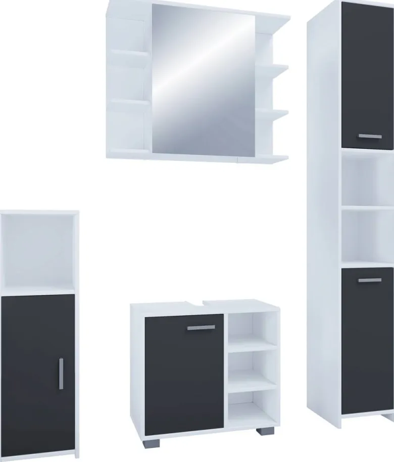 Badezimmer-Set Zalo weiß schwarz