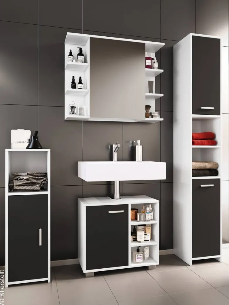 Badezimmer-Set Zalo weiß schwarz