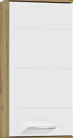 Badhängeschrank Bergen Eiche Artisan Nachbildung weiß Hochglanz B/H/T: ca. 35x74x23 cm