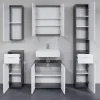 Badhängeschrank Line Rauchsilber Nachbildung weiß Hochglanz B/H/T: ca. 30x77x23 cm