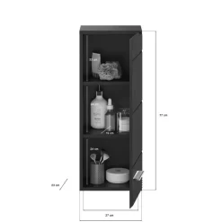 Badhängeschrank LINUS schwarz schwarz Hochglanz B/H/T: ca. 30x77x23 cm