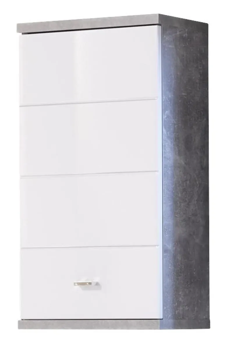 Badhängeschrank Pool Beton Optik weiß Hochglanz B/H/T: ca. 38x71x23 cm