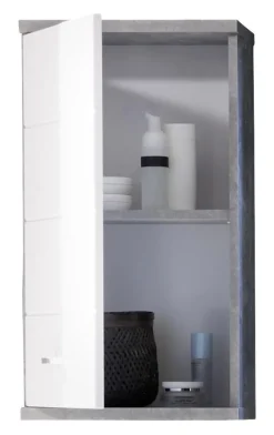 Badhängeschrank Pool Beton Optik weiß Hochglanz B/H/T: ca. 38x71x23 cm