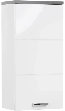 Badhängeschrank Praya Dark Concret weiß Hochglanz B/H/T: ca. 36x71x22 cm