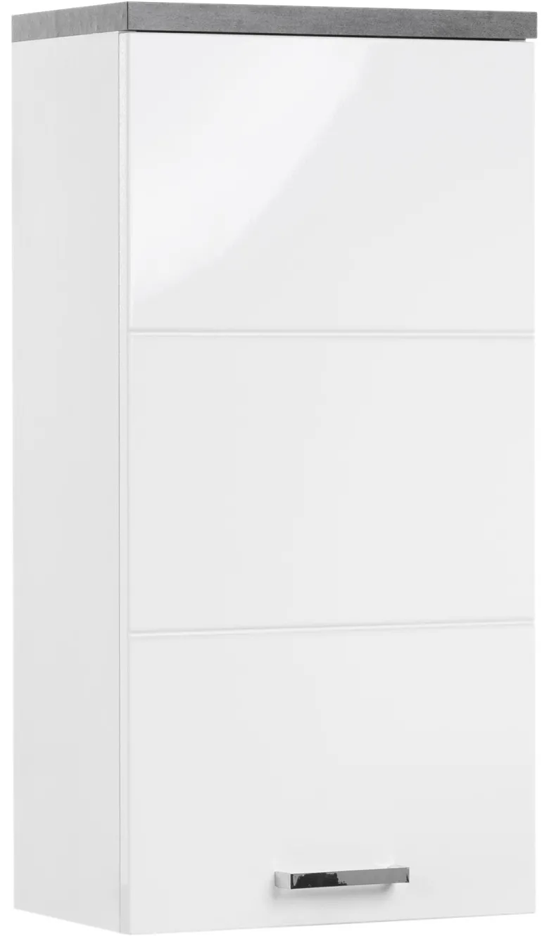 Badhängeschrank Praya Dark Concret weiß Hochglanz B/H/T: ca. 36x71x22 cm