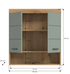 Badhängeschrank Scout Eiche Artisan Nachbildung salbei Nachbildung B/H/T: ca. 74x79x24 cm