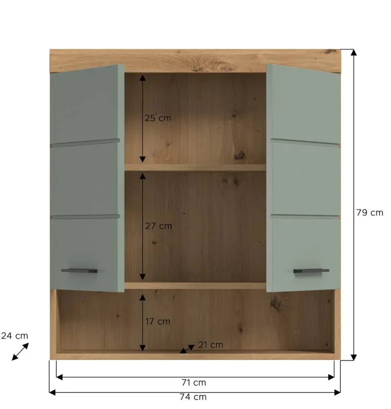 Badhängeschrank Scout Eiche Artisan Nachbildung salbei Nachbildung B/H/T: ca. 74x79x24 cm