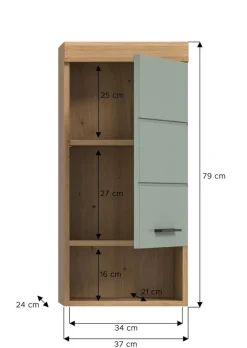 Badhängeschrank Scout Eiche Artisan Nachbildung salbei Nachbildung B/H/T: ca. 37x79x24 cm