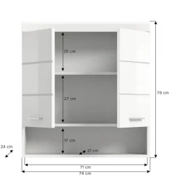 Badhängeschrank Scout weiß weiß Hochglanz B/H/T: ca. 74x79x24 cm