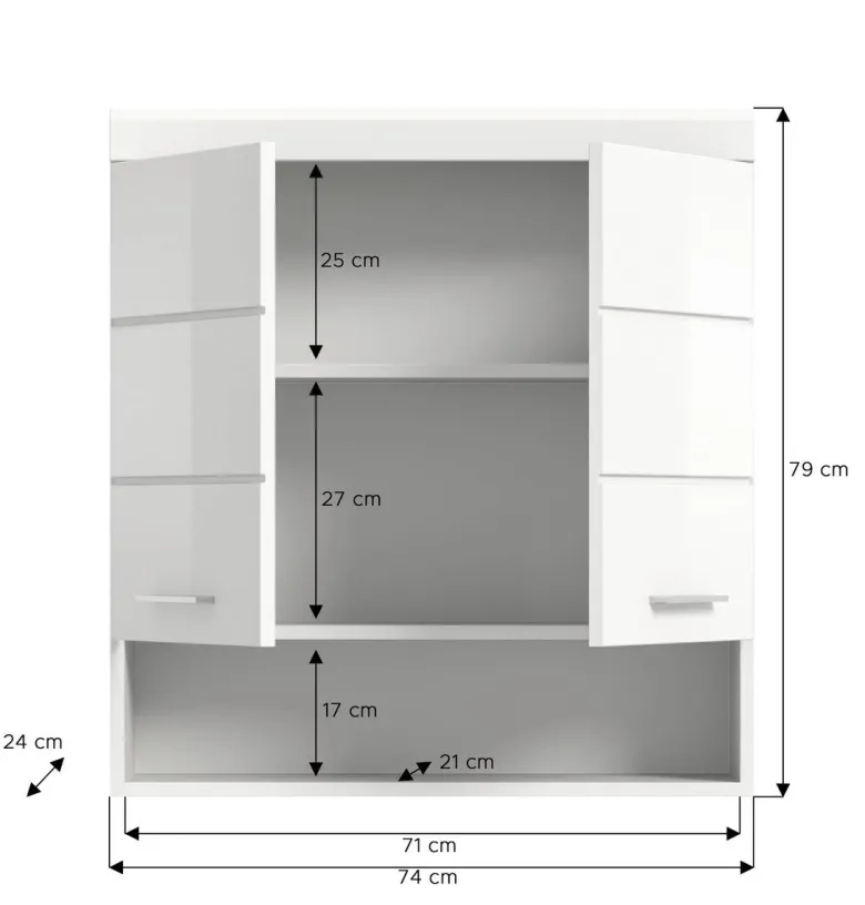 Badhängeschrank Scout weiß weiß Hochglanz B/H/T: ca. 74x79x24 cm
