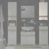 Badhängeschrank Set One Eiche San-Remo Nachbildung weiß Hochglanz B/H/T: ca. 37x77x24 cm