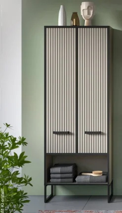 Badhochschrank BAGNO schwarz Kaschmirgrau Nachbildung B/H/T: ca. 59x159x32 cm