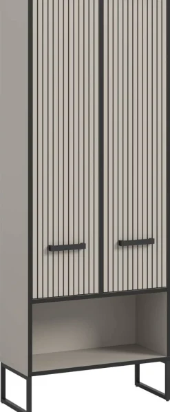 Badhochschrank BAGNO schwarz Kaschmirgrau Nachbildung B/H/T: ca. 59x159x32 cm