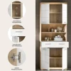 Badhochschrank Lambada Eiche Sonoma Nachbildung weiß Hochglanz B/H/T: ca. 74x191x31 cm