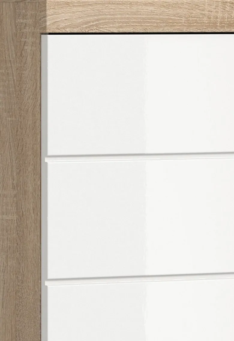 Badhochschrank Lambada Eiche Sonoma Nachbildung weiß Hochglanz B/H/T: ca. 74x191x31 cm