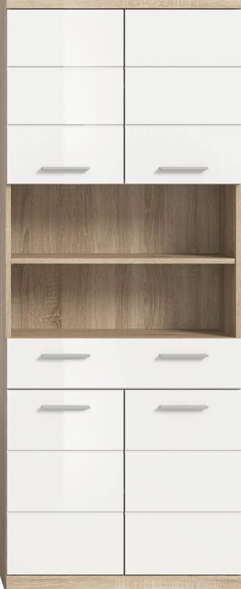 Badhochschrank Lambada Eiche Sonoma Nachbildung weiß Hochglanz B/H/T: ca. 74x191x31 cm
