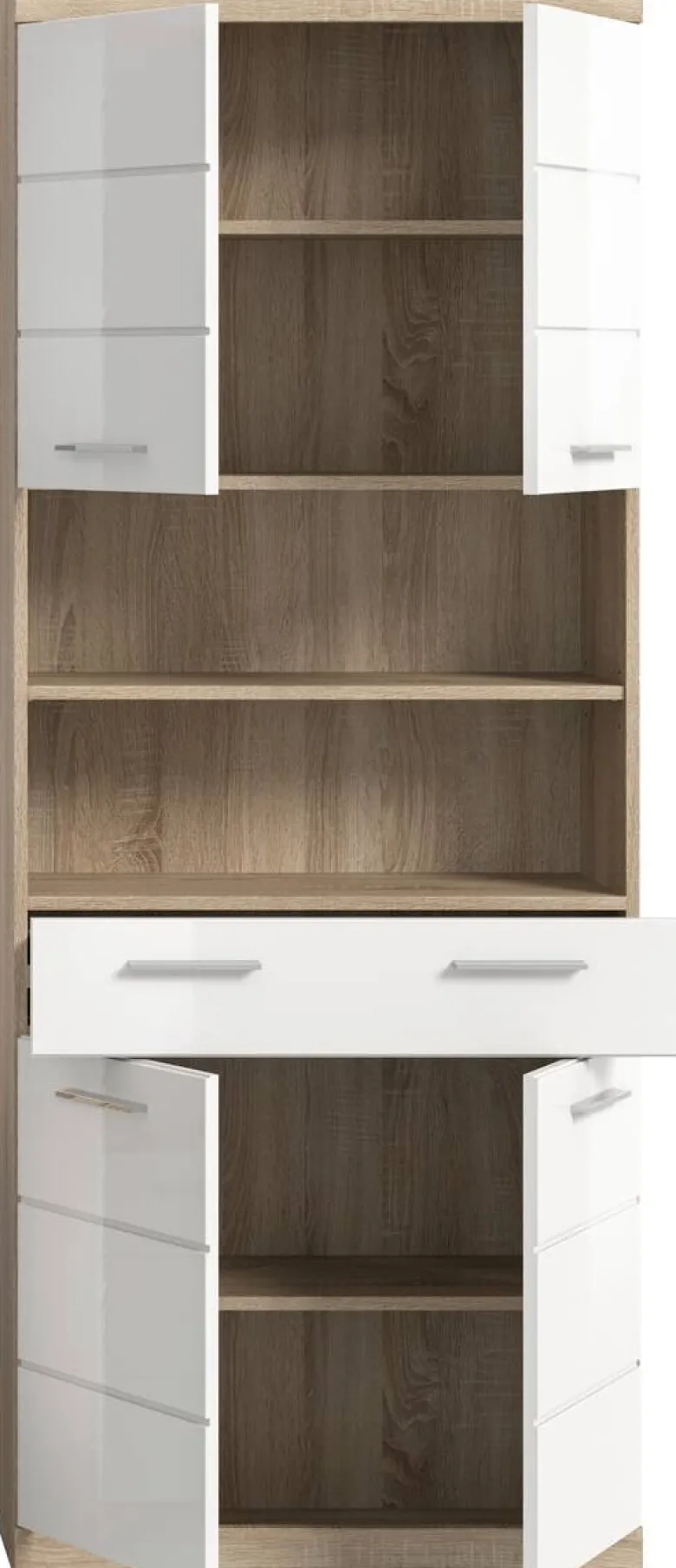 Badhochschrank Lambada Eiche Sonoma Nachbildung weiß Hochglanz B/H/T: ca. 74x191x31 cm