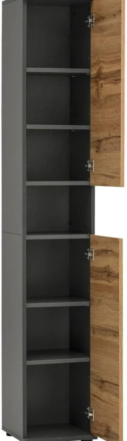 Badhochschrank Lanos Eiche Nachbildung anthrazit B/H/T: ca. 30x178,4x32,6 cm