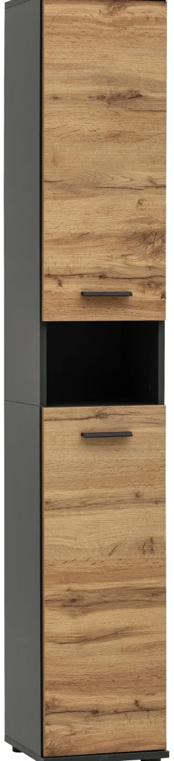 Badhochschrank Lanos Eiche Nachbildung anthrazit B/H/T: ca. 30x178,4x32,6 cm